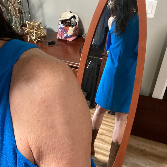 Blue cold shoulder dress - Picture 3 of 4